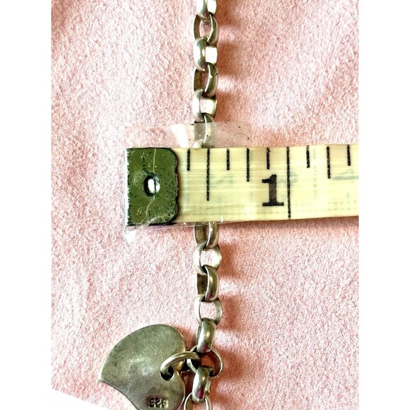 Vintage Sterling Silver 925 Heart Charm  Bracelet 7" Round Link 14 Grams Y2K - Picture 4 of 5